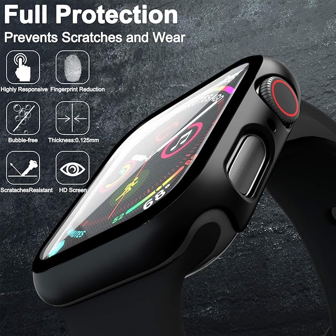 Anank Watch 45MM Tempered Glass with Case | Black Anank Watch 45MM Tempered Glass with Case | Black